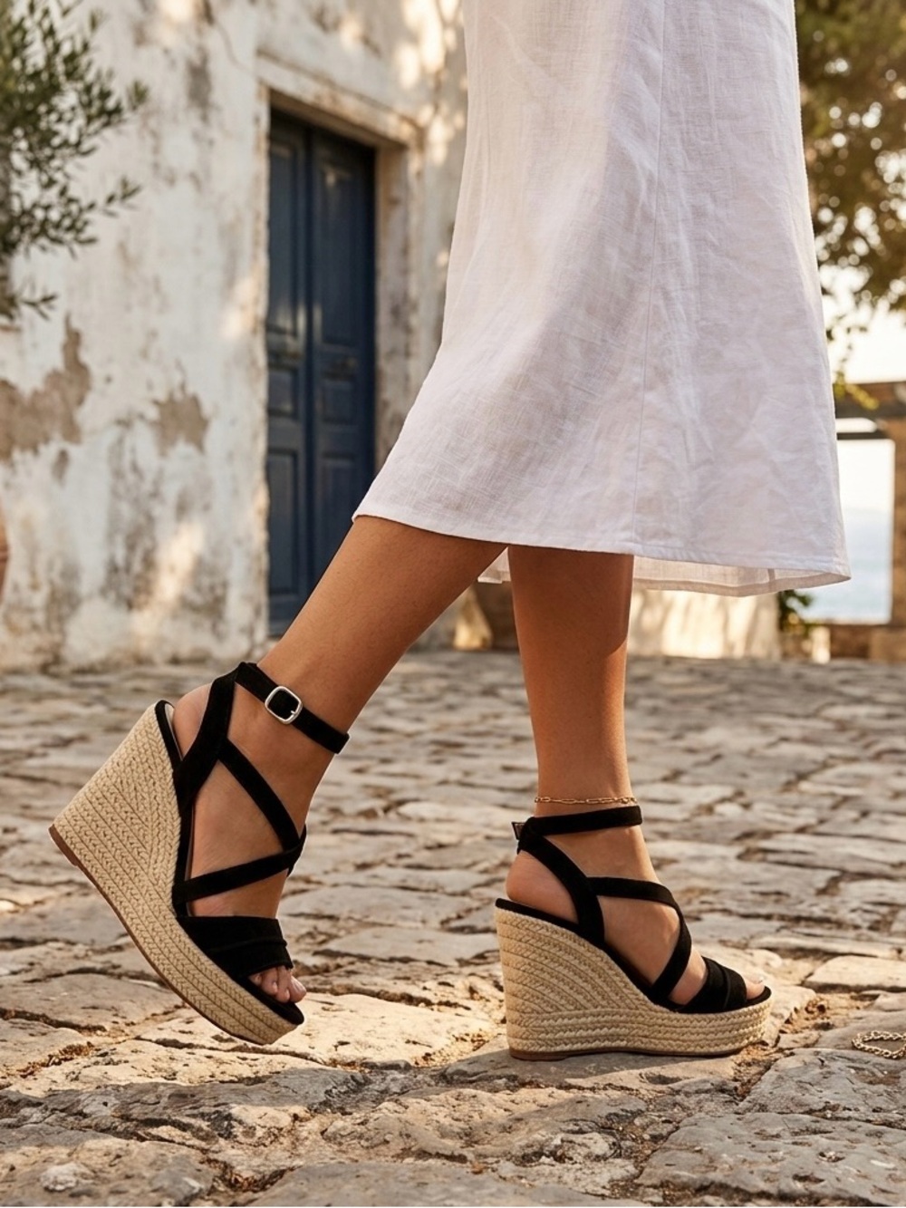 Zara Basic Black Suede Wedges